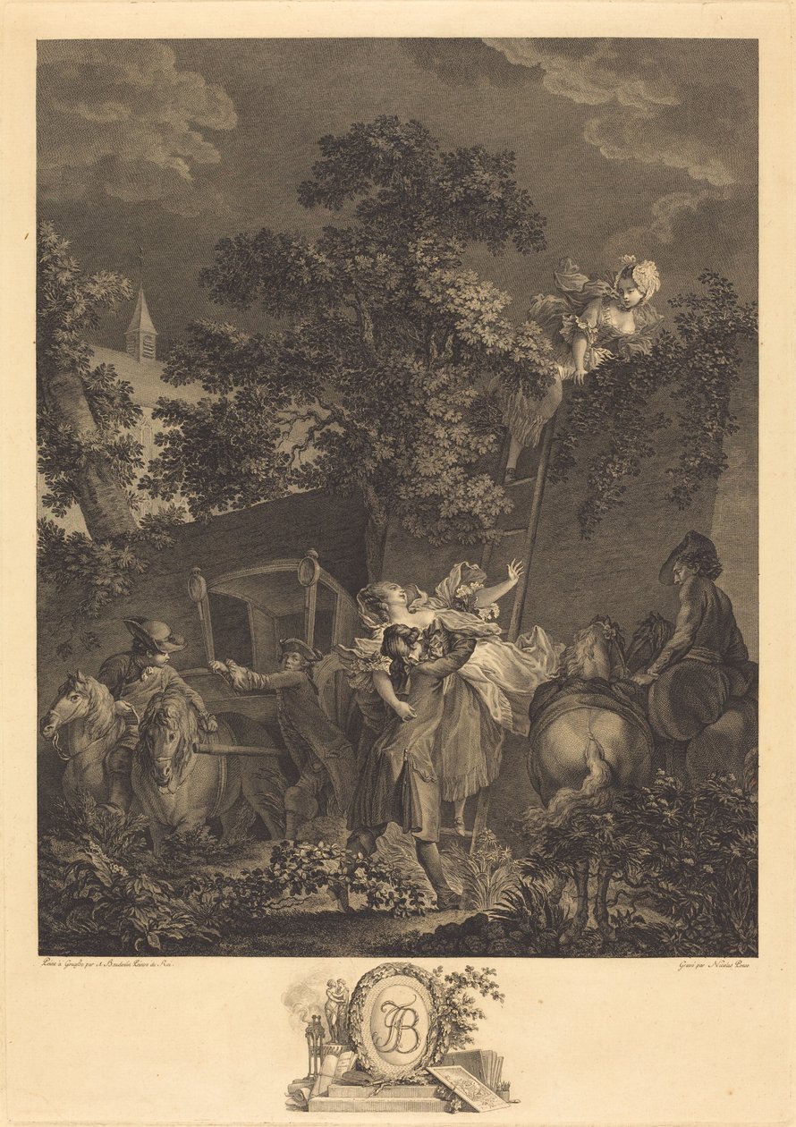 The Nocturnal Abduction by Nicolas Ponce after Pierre Antoine Baudouin