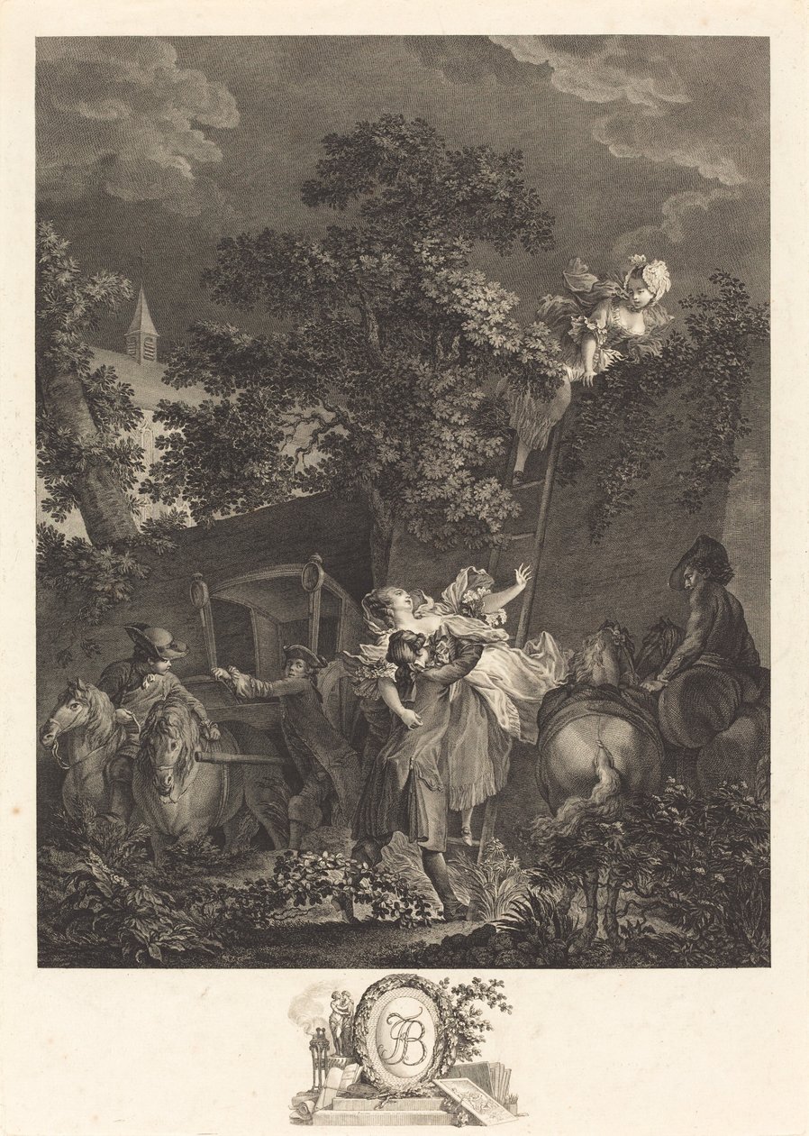 The Nocturnal Abduction by Nicolas Ponce after Pierre Antoine Baudouin