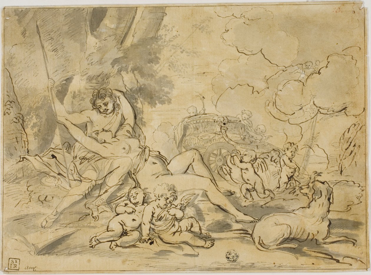 Figures, Chariot and Dog by Nicolas Poussin