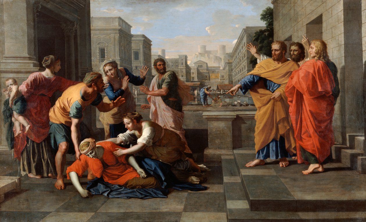 The Death of Sapphira by Nicolas Poussin