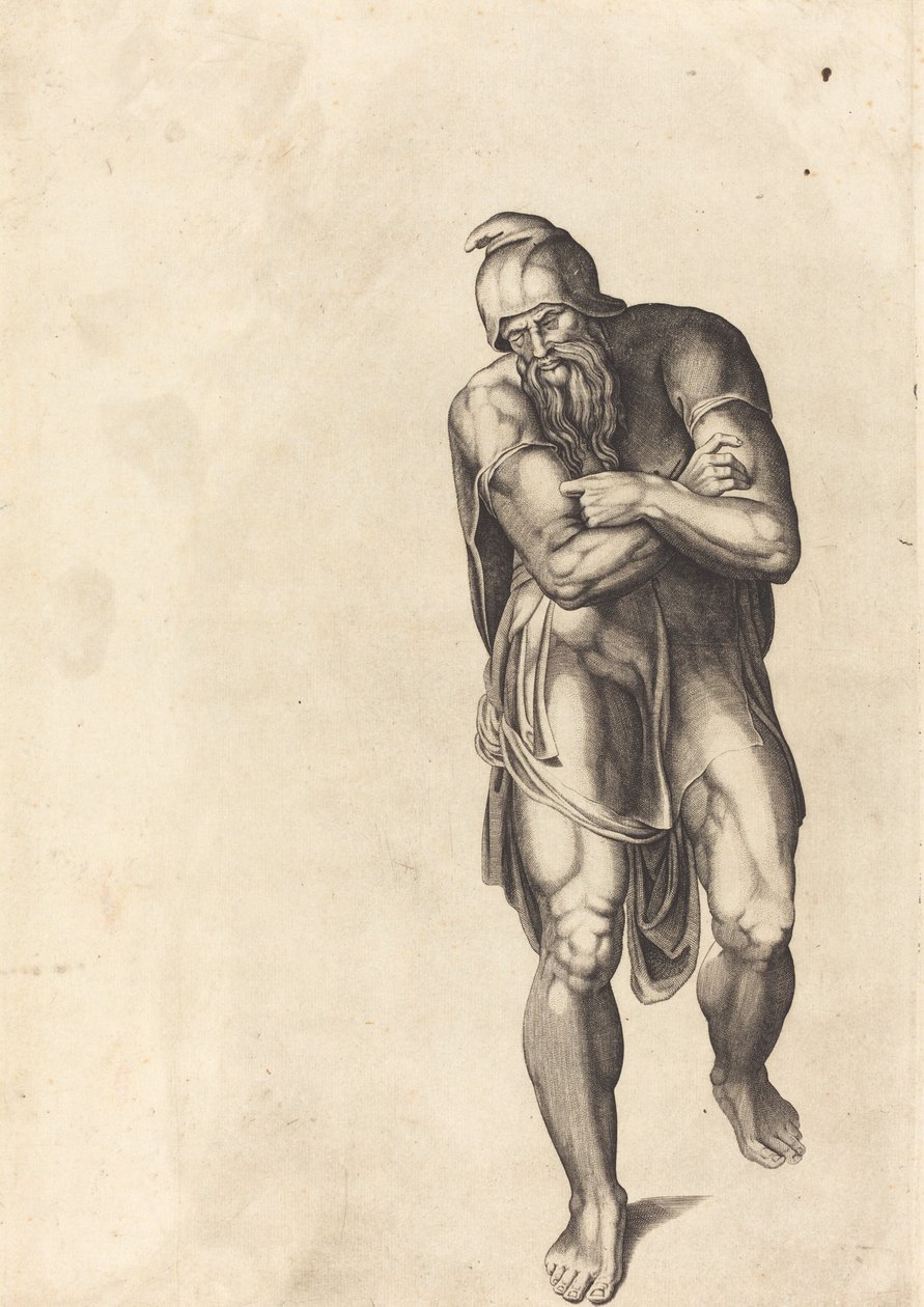 Striding Man by Nicolaus Beatrizet after Michelangelo
