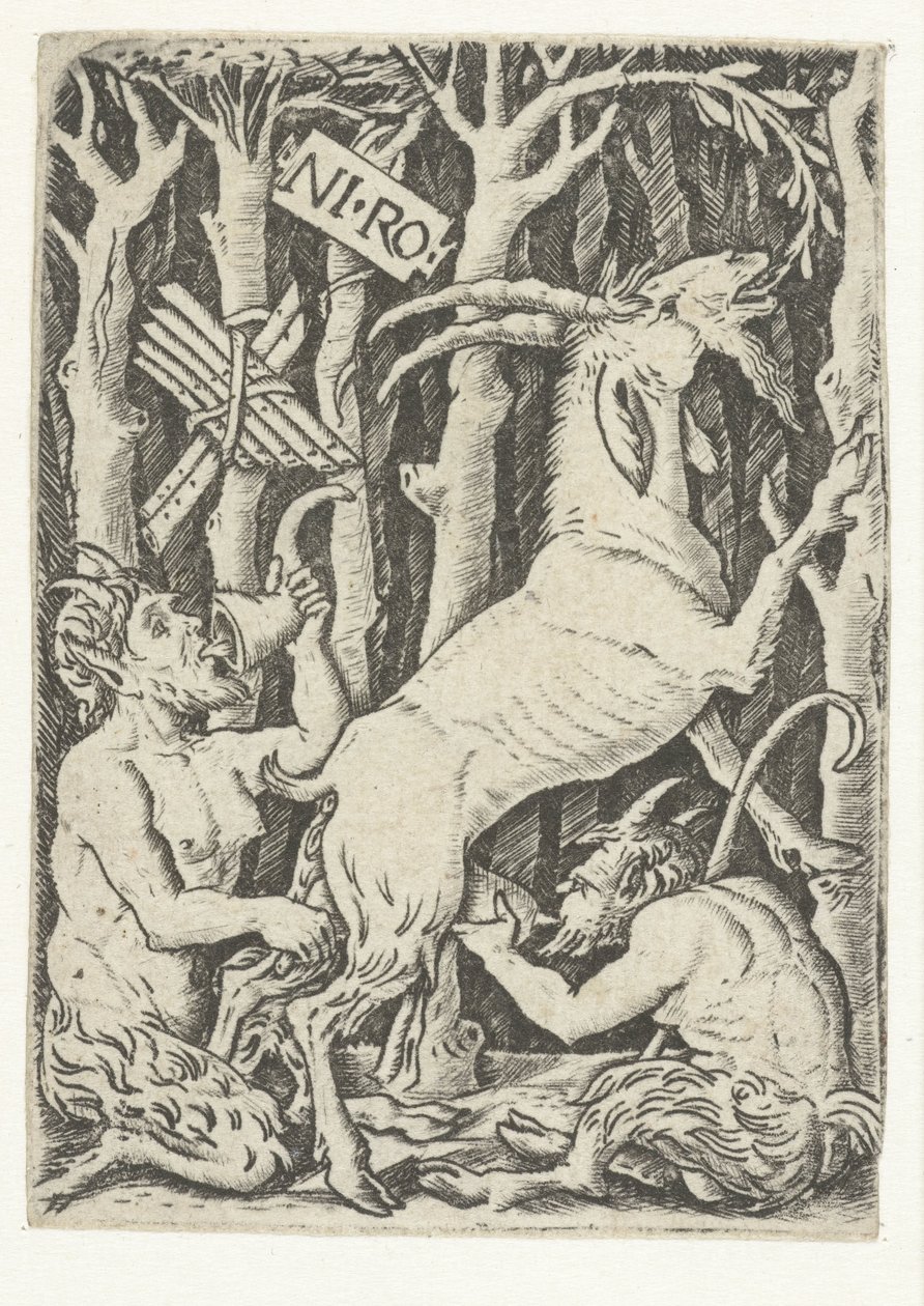 Two Satyrs Drinking Milk from a Goat by Nicoletto da Modena