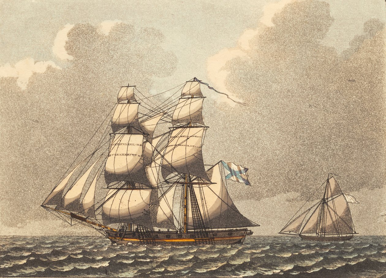 A Russian War Brig with Side Wind by Niels Truslew