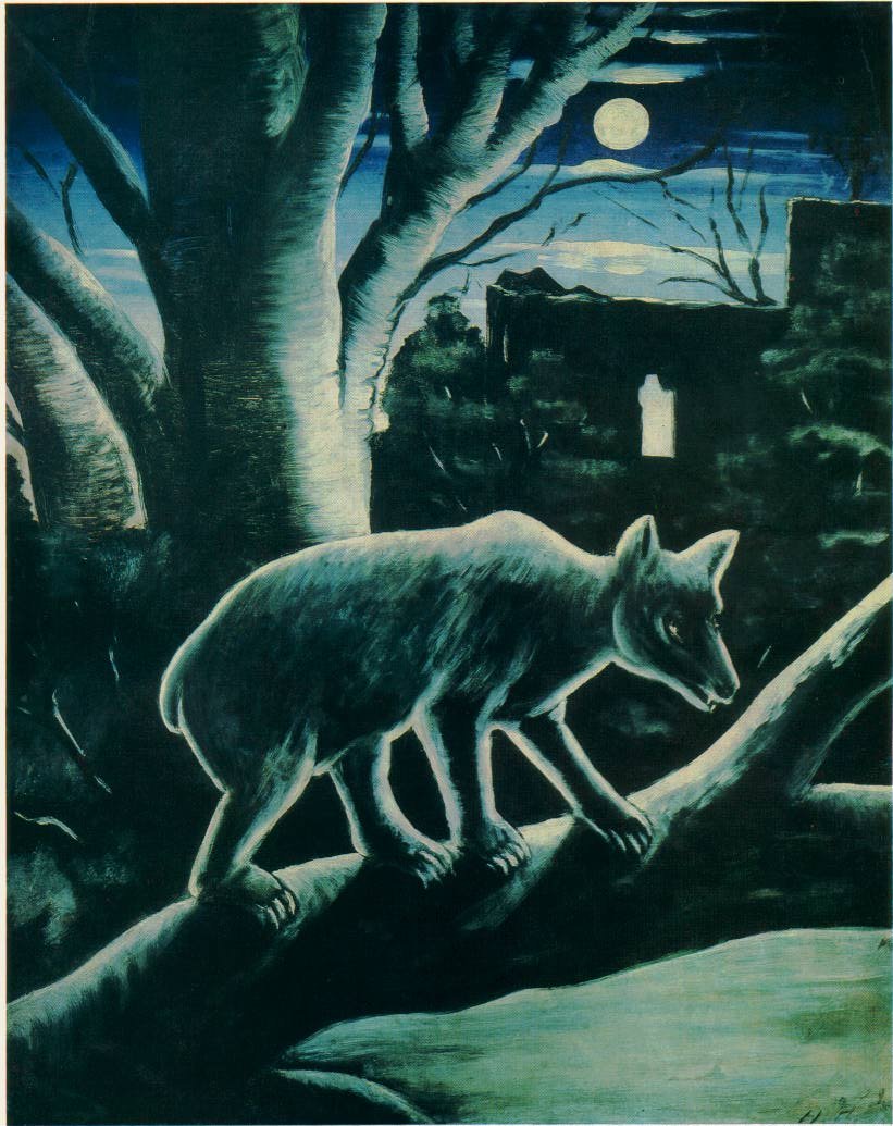 A Fox in a Moon Night by Niko Pirosmani