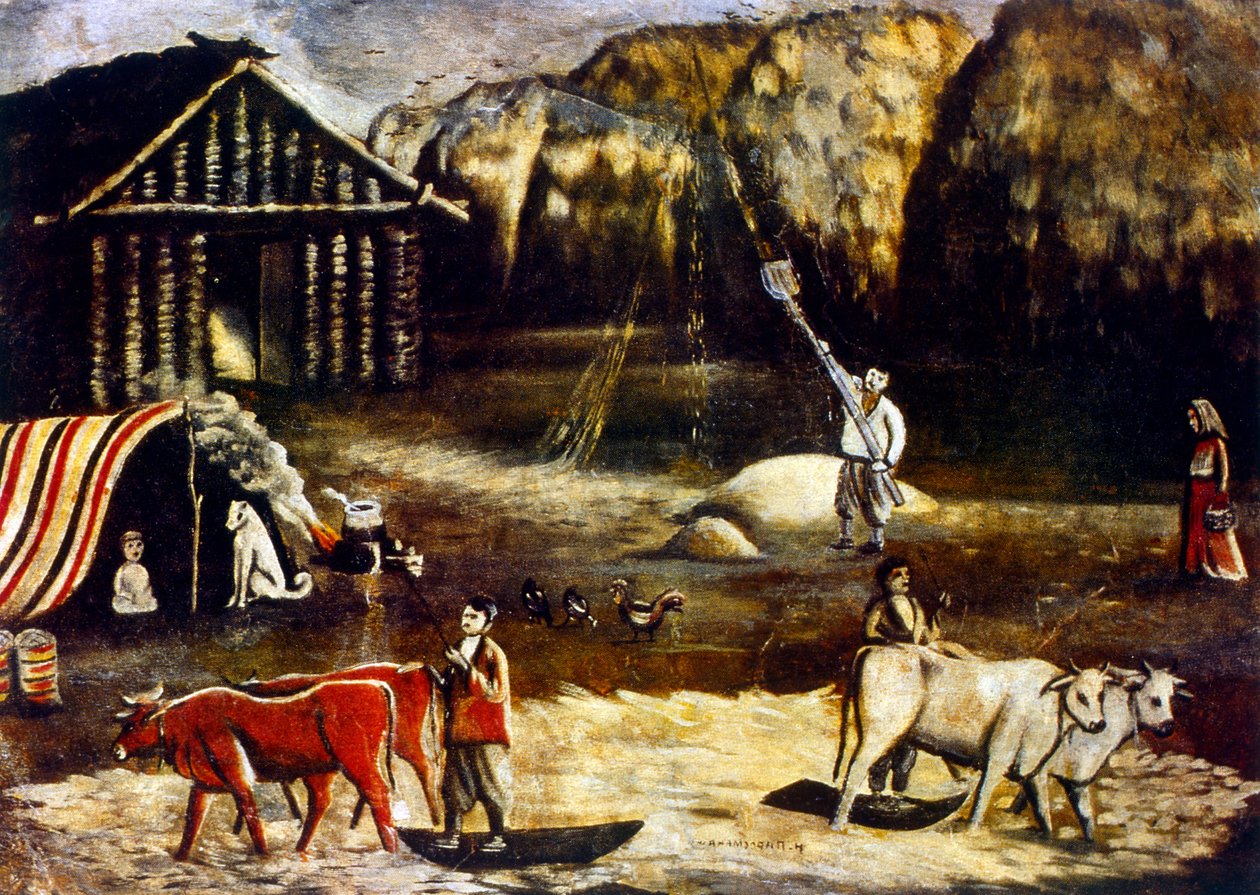 Farm scene by Niko Pirosmani