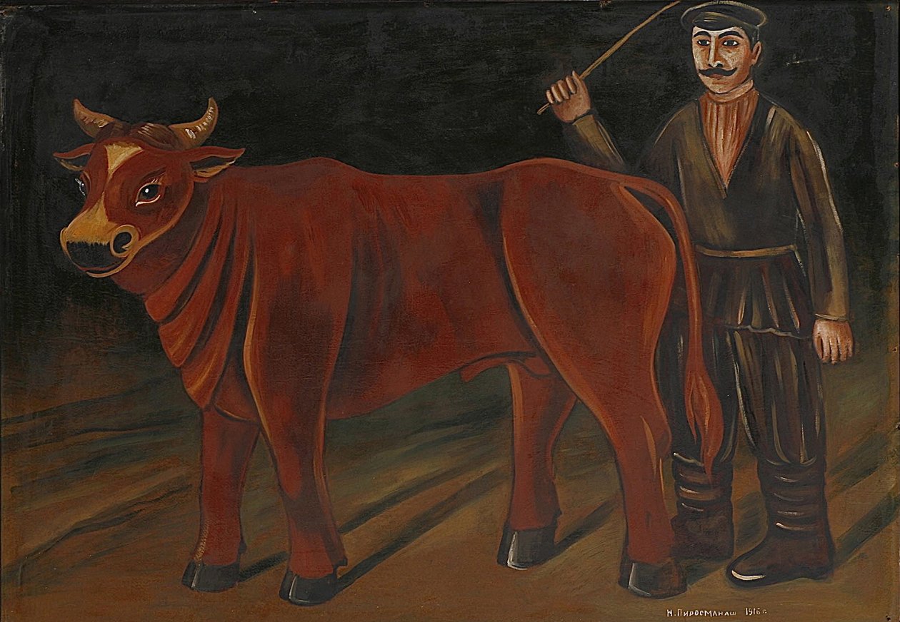 Farmer with Bull by Niko Pirosmani