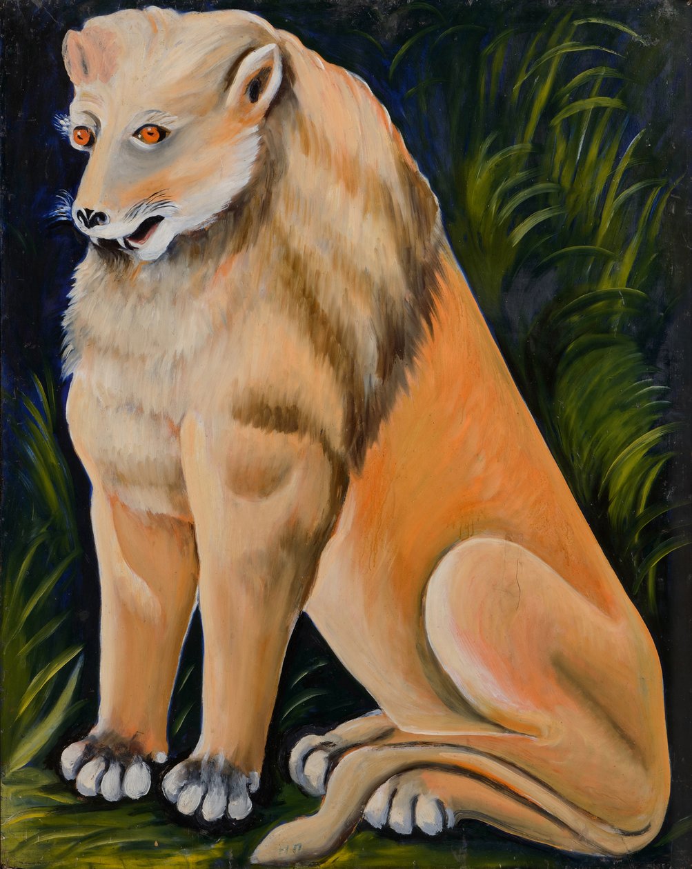 Sitting Yellow Lion by Niko Pirosmani