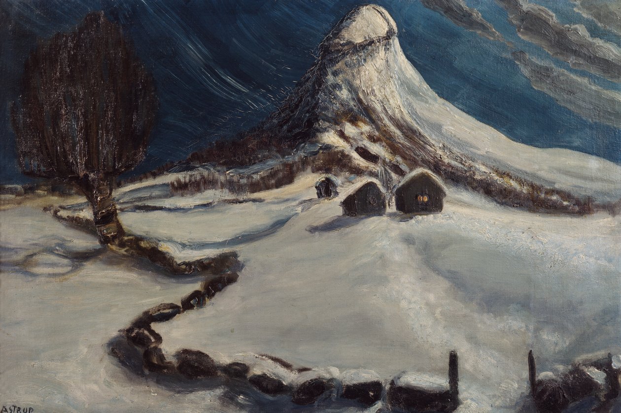 Winter Night at Fjellstølen by Nikolai Astrup