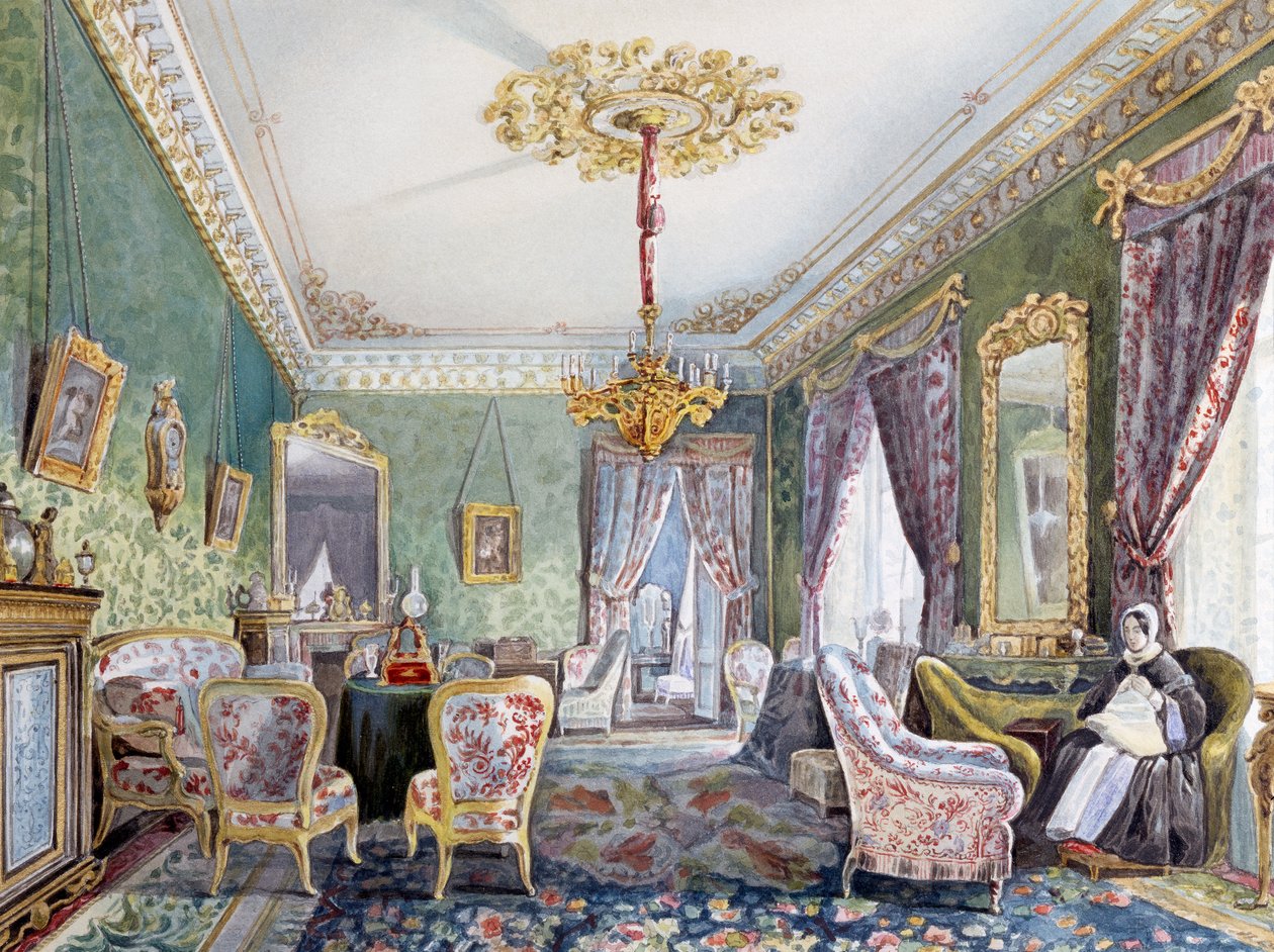 Home interior in St Petersburg by Nikolai Ivanovich Tichobrazov