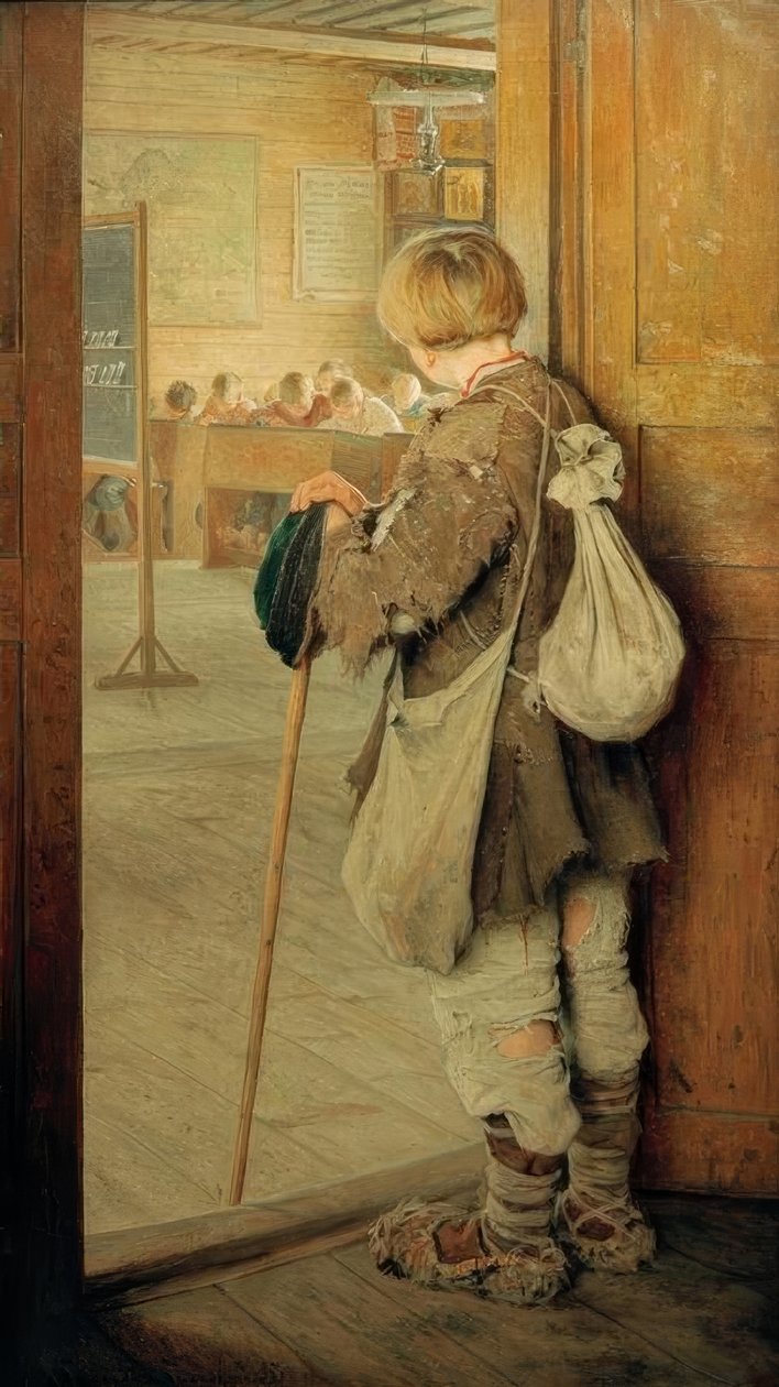 At the School Door by Nikolai P. Bogdanow Bjelski