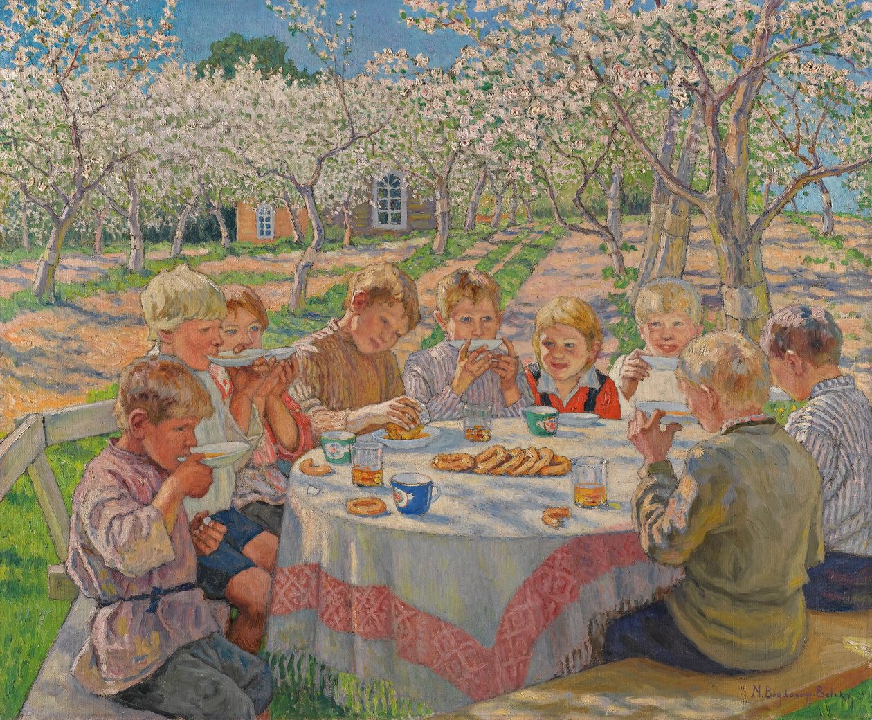 Tea In The Apple Orchard by Nikolai Petrovich Bogdanov Belsky
