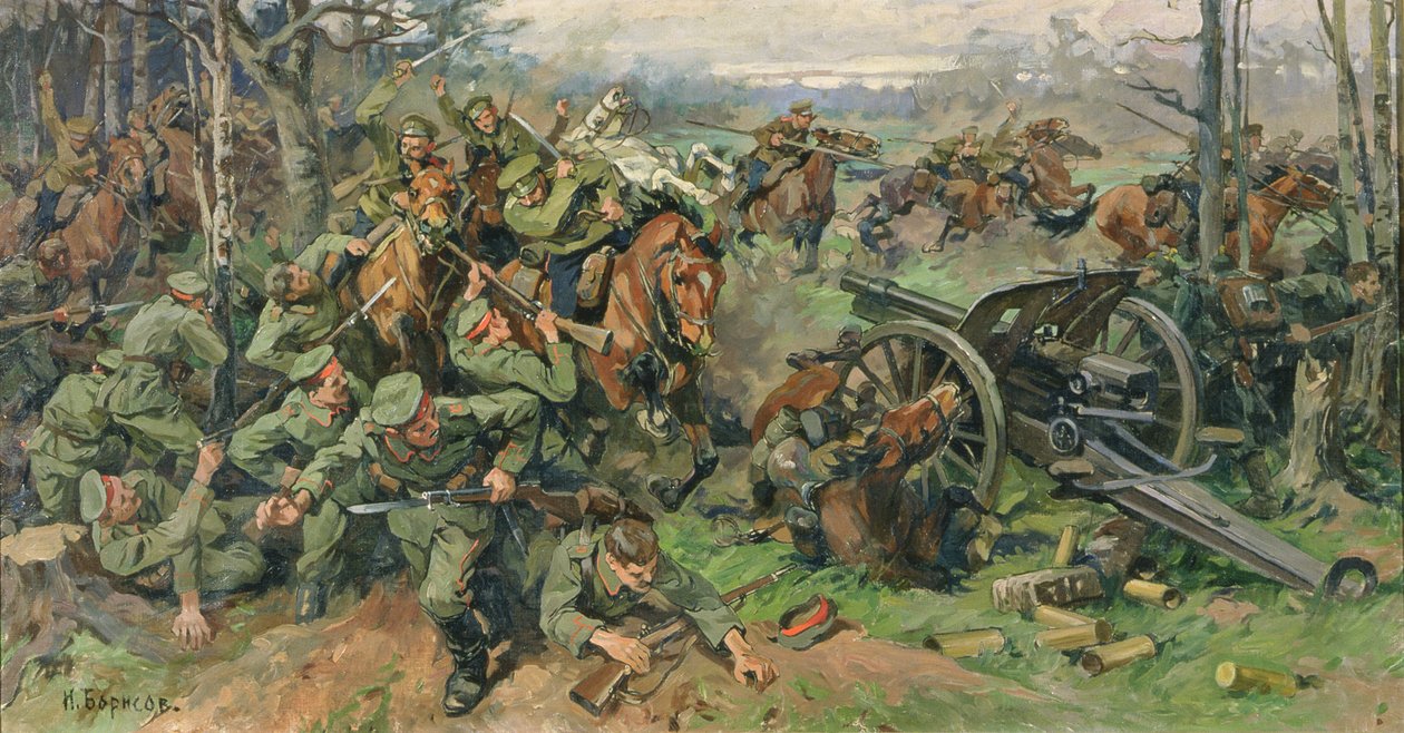 The Russian Cavalry Charging the German Artillery in 1915 by Nikolay Yakovlevich Borisov