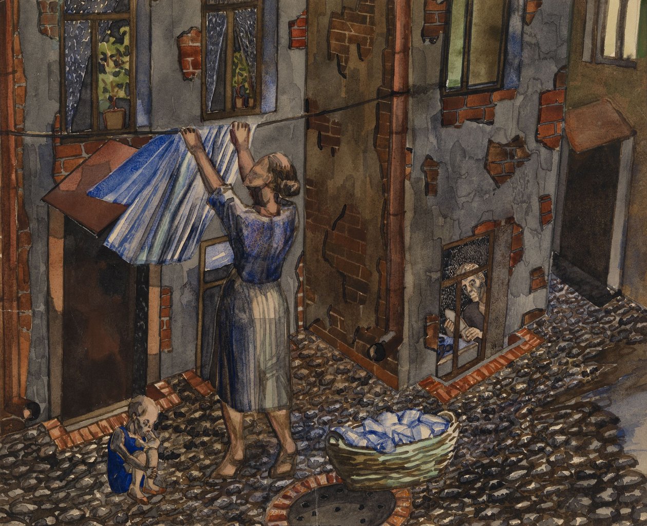Old Courtyard by Nikolay Ivanovich Evgrafov