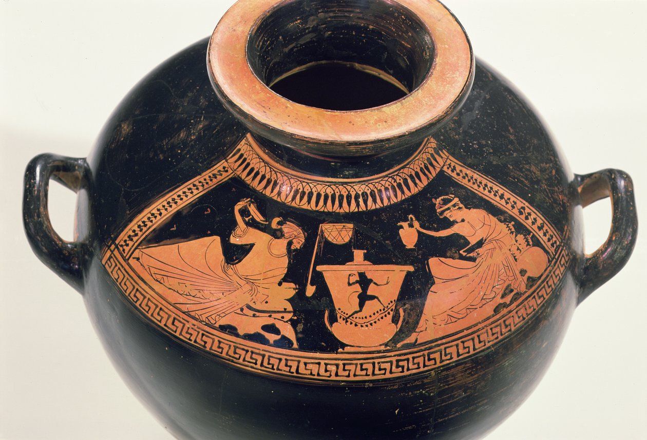 Attic Red-figure hydria depicting a drinking scene by Nikoxenos Painter Nikoxenos Painter