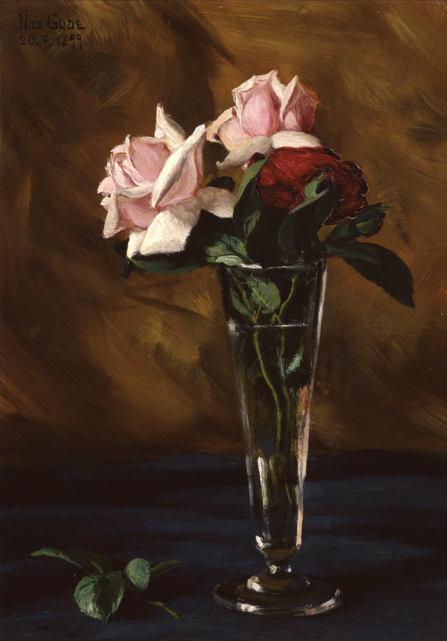 Arrangement with Roses in Glass by Nils Gude