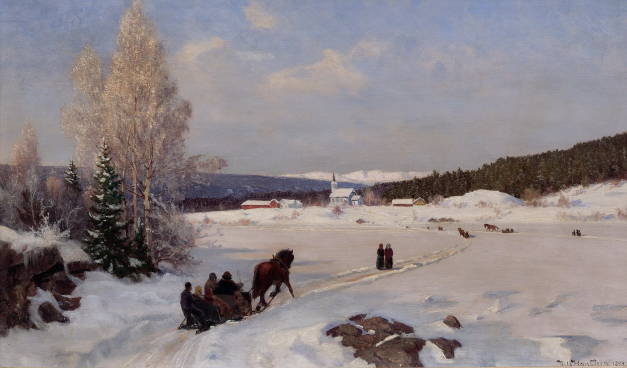 Sledge Ride to the Church by Nils Hansteen