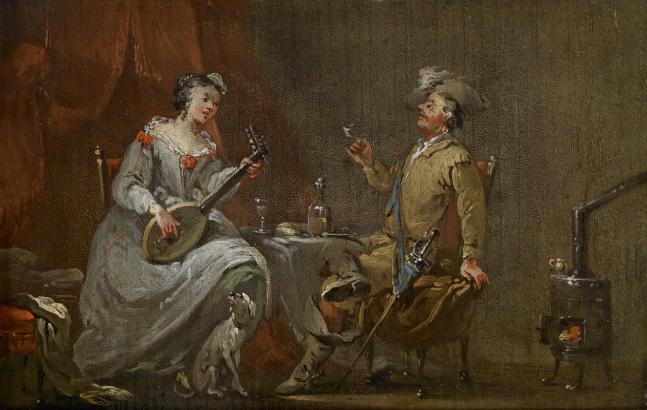 Cavalier and Lady Playing Lute by Norbert Joseph Carl Grund