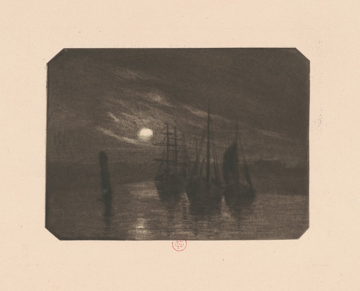 A Moonlit Harbor by Norbert Goeneutte
