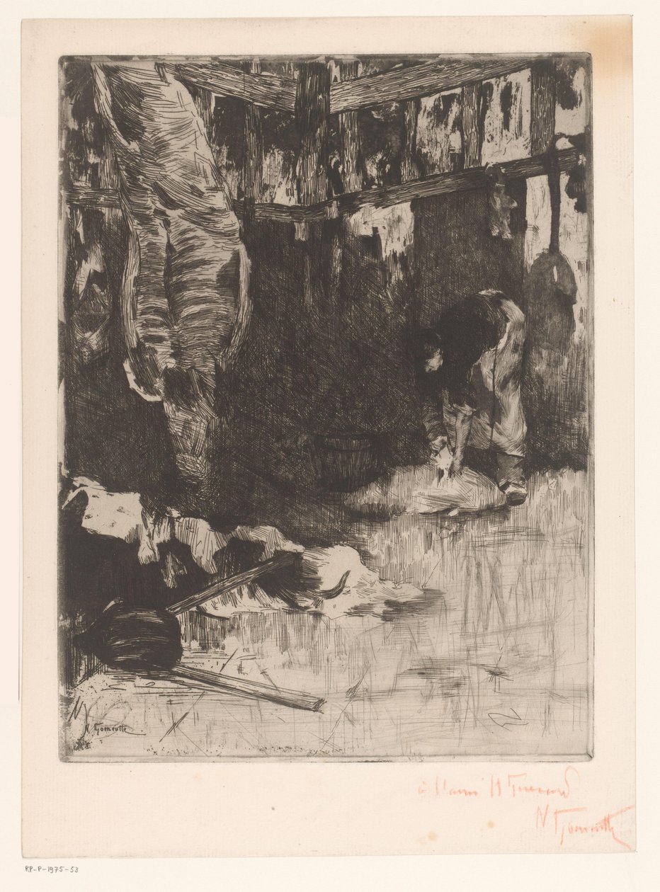 Interior of a Butcher Shop by Norbert Goeneutte