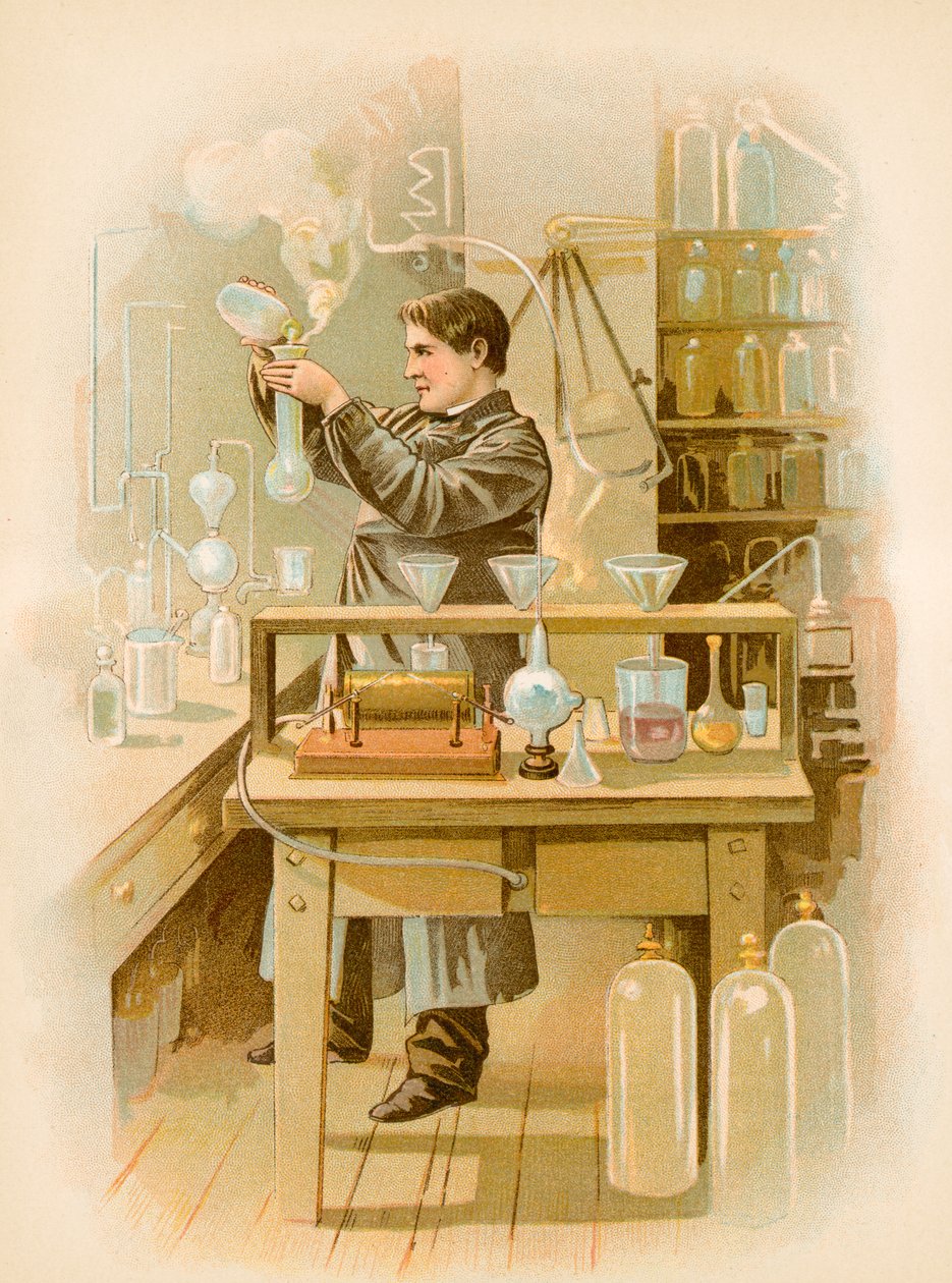 Thomas Edison in His Laboratory by North American