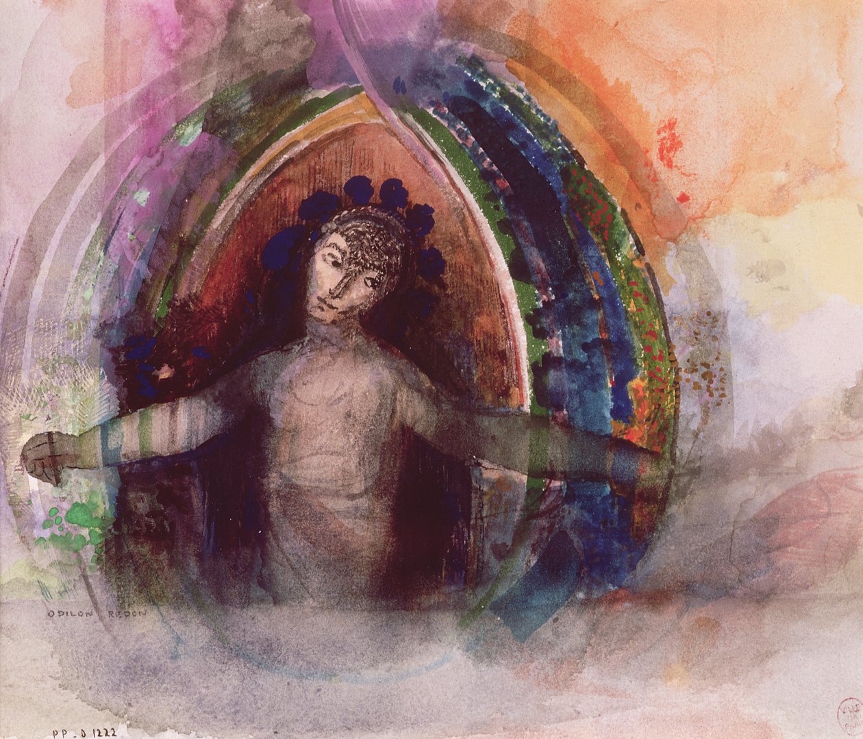 Woman with arms outstretched by Odilon Redon