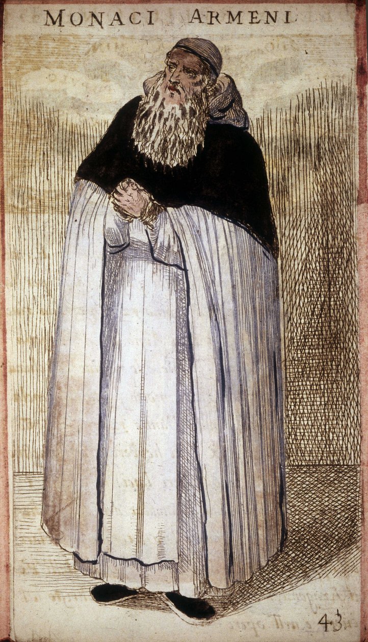 Armenian Monk. Wood Engraving. 16th Century by Odoardo Fialetti