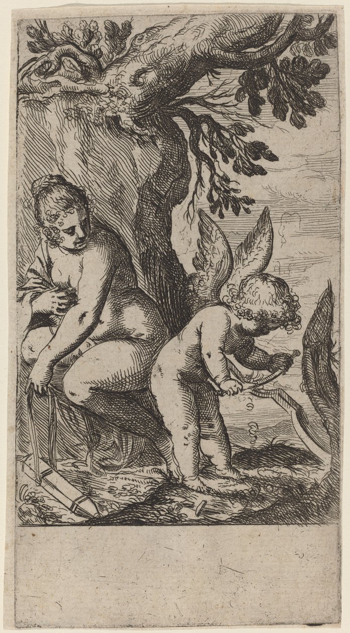 Venus with Cupid Whittling His Bow by Odoardo Fialetti