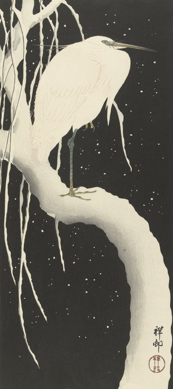Egret in the Snow by Ohara Koson