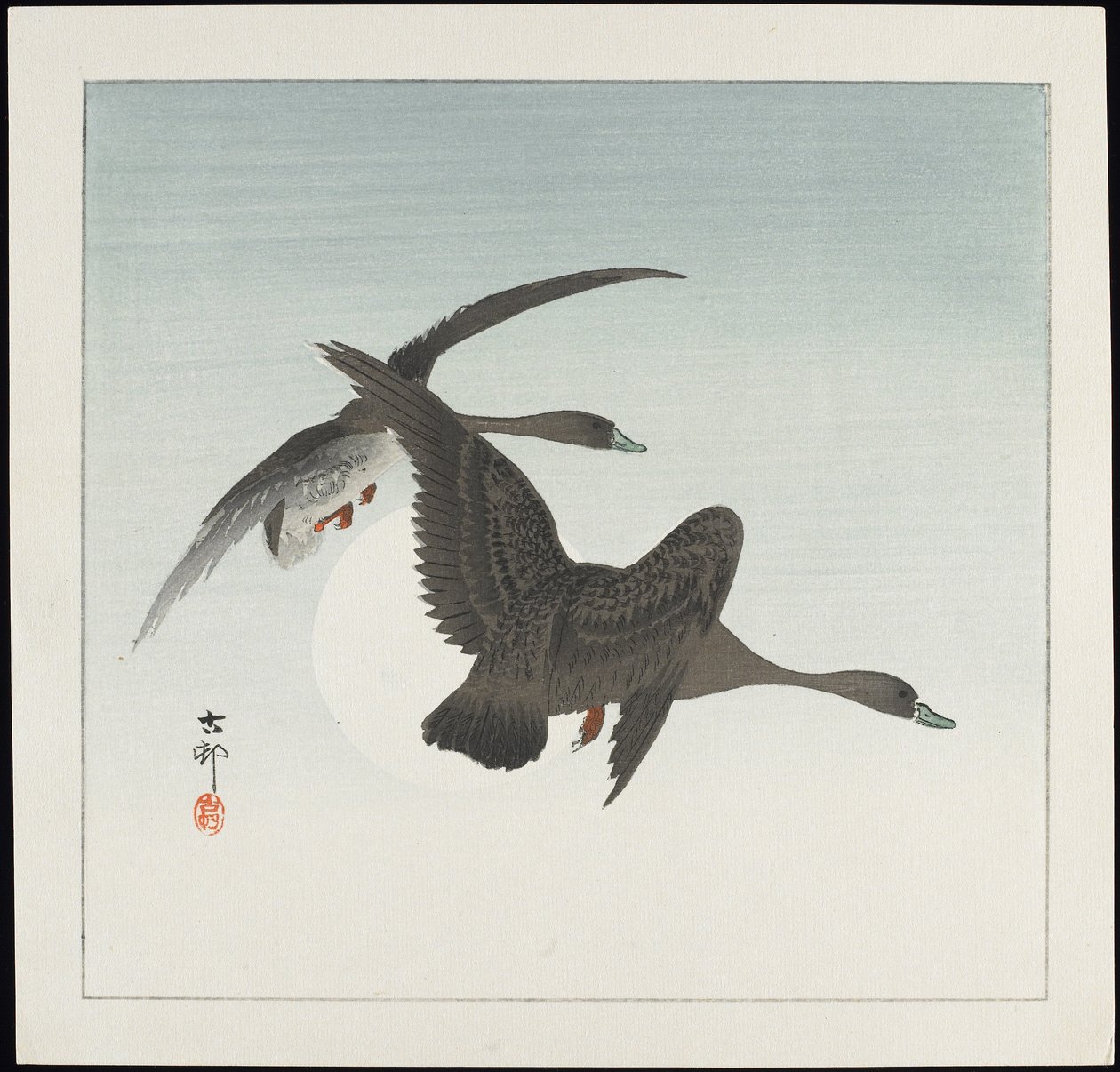 Geese in Flight, pre-1912 by Ohara Koson