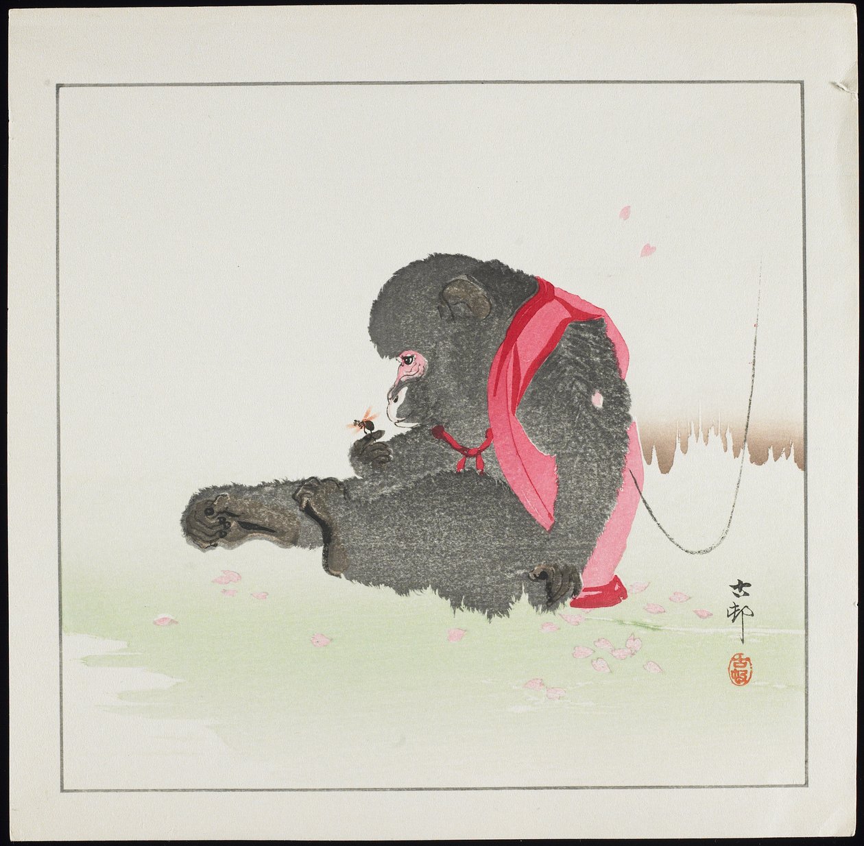 Monkey Catching a Bee by Ohara Koson