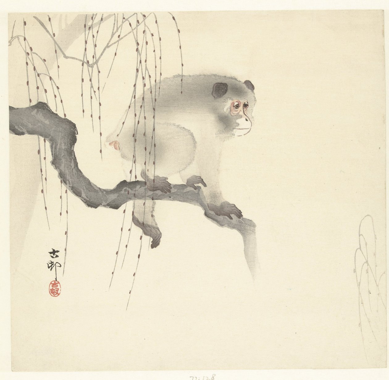 Monkey on Tree Branch by Ohara Koson