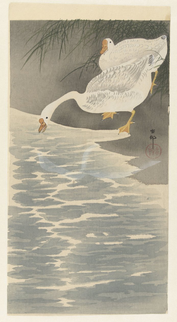 Geese on the Shore by Ohara Koson