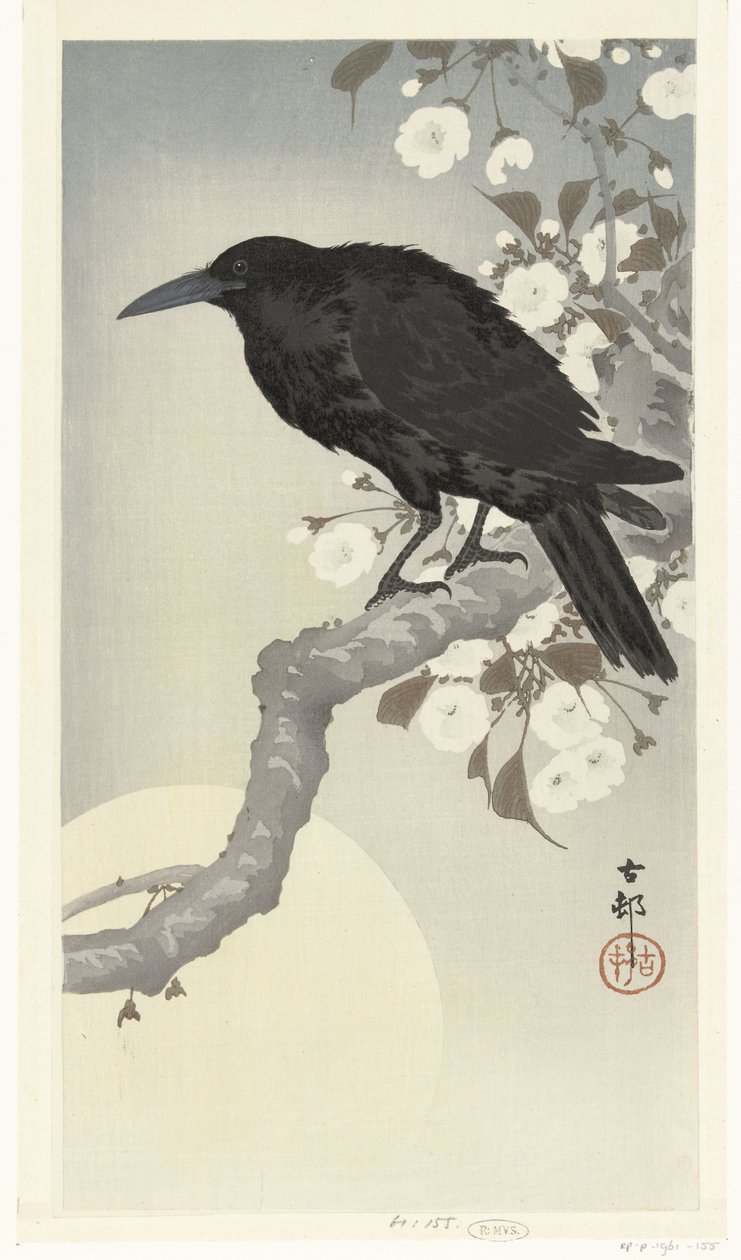 Crow by Full Moon by Ohara Koson