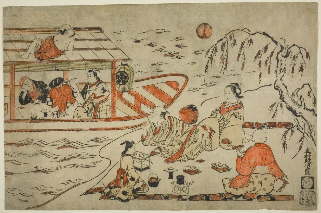 Cooling Off on a Summer Evening by Okumura Masanobu