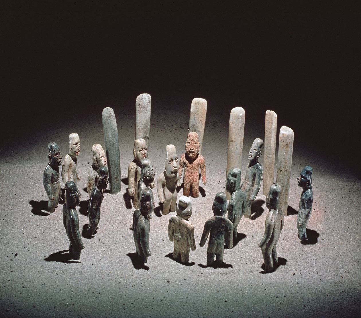Offering of Sixteen Male Figures, from La Venta, Tabasco, Pre-Classic Period, 9th Century BC to 1st Century AD by Olmec