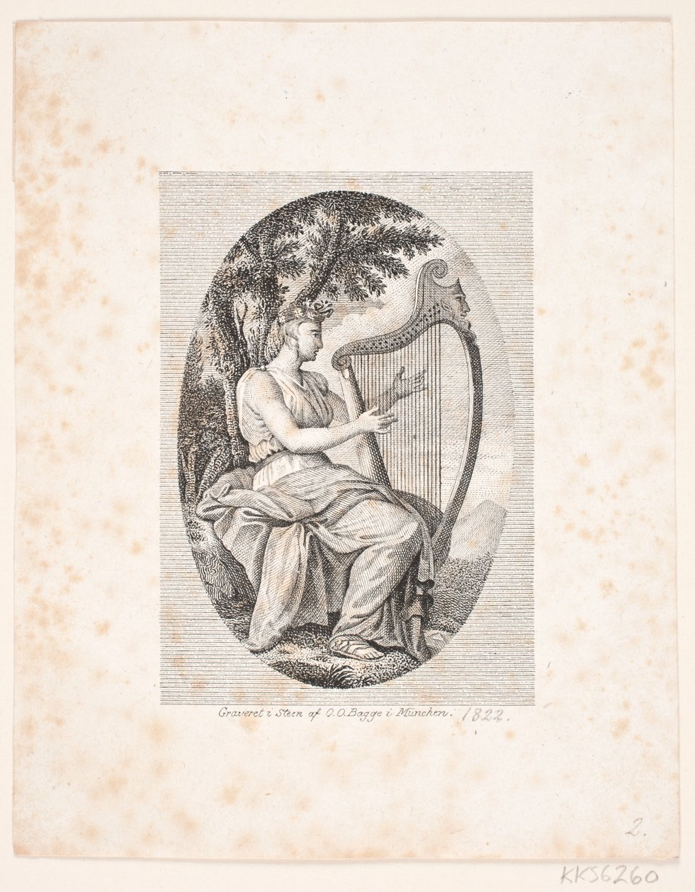 Woman Playing the Harp by Oluf Olufsen Bagge