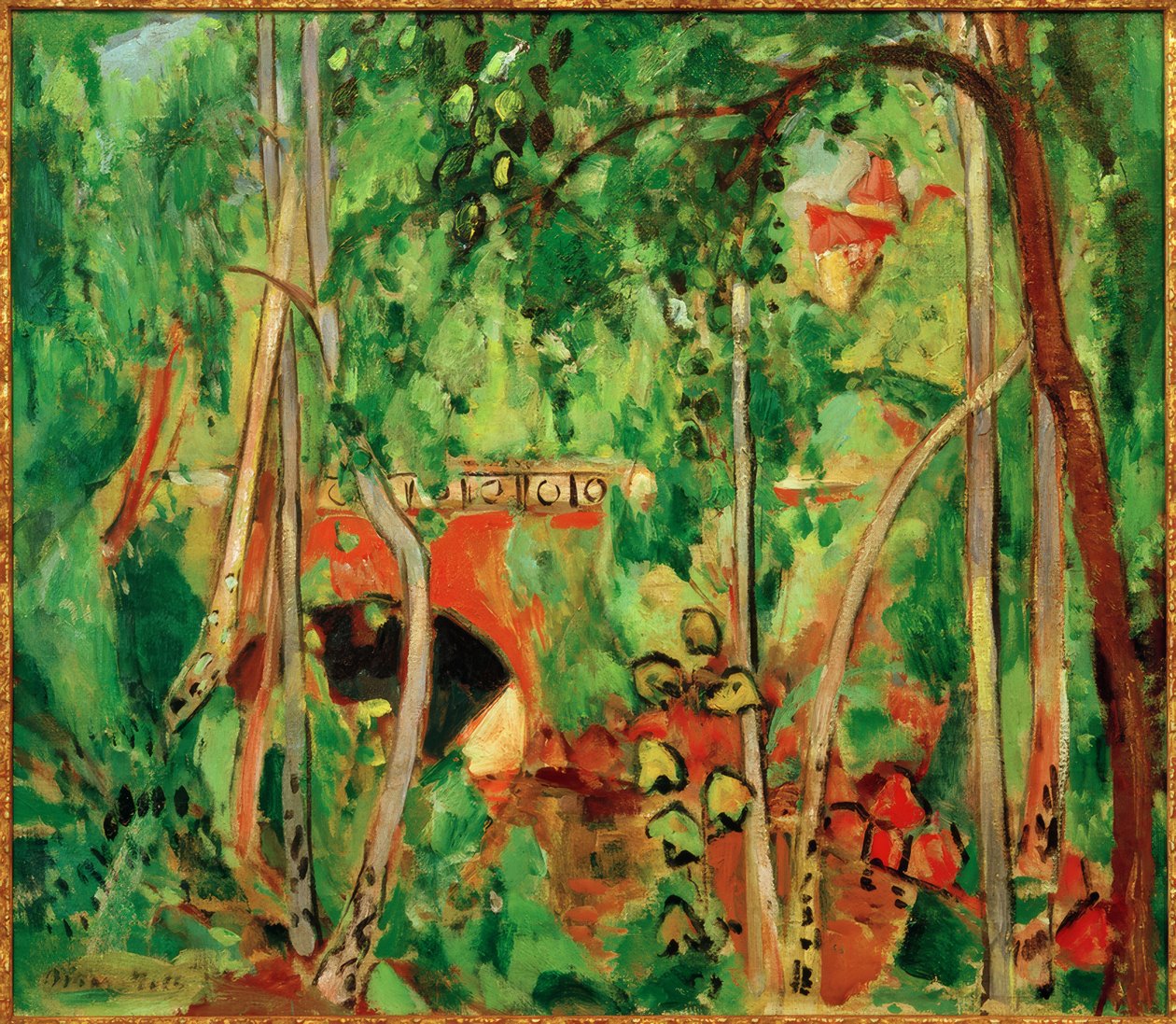 Red Königsallee Bridge by Oskar Moll