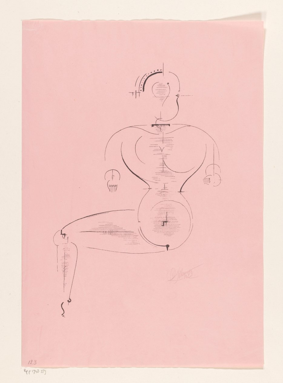 Seated Figure by Oskar Schlemmer (signed by artist)