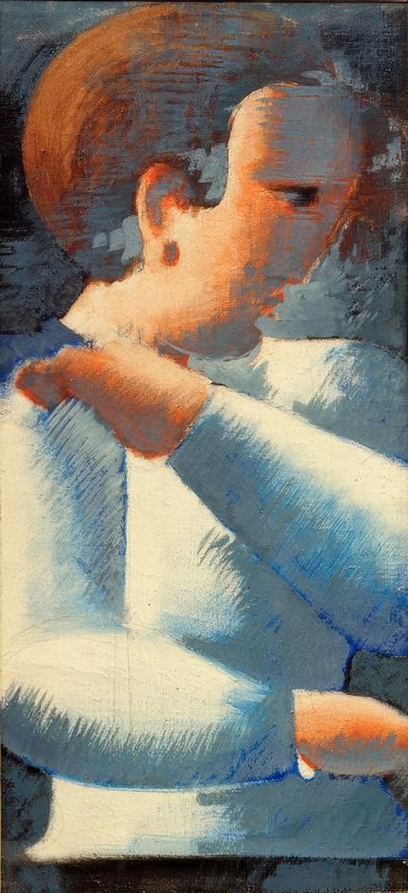 Boy in Blue and White by Oskar Schlemmer