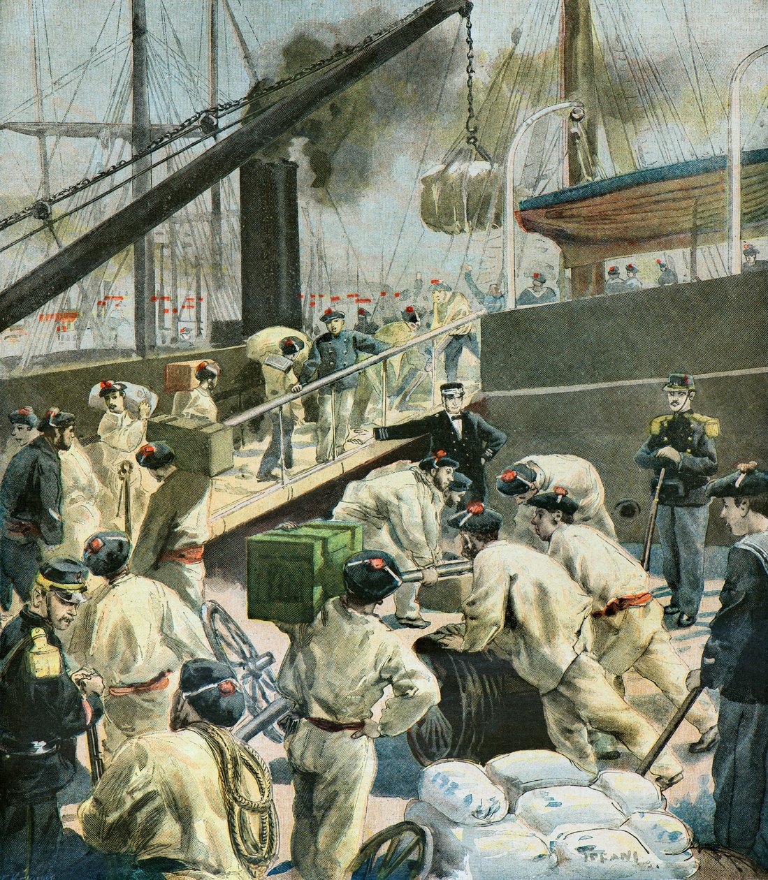 French Troop Embarking by Oswaldo Tofani
