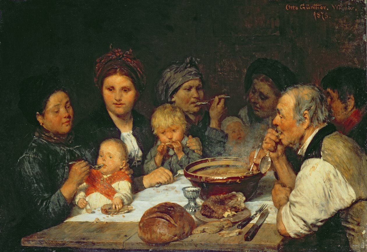 Labourers at a Table, Thueringen, 1875 by Otto Edmund Guenther