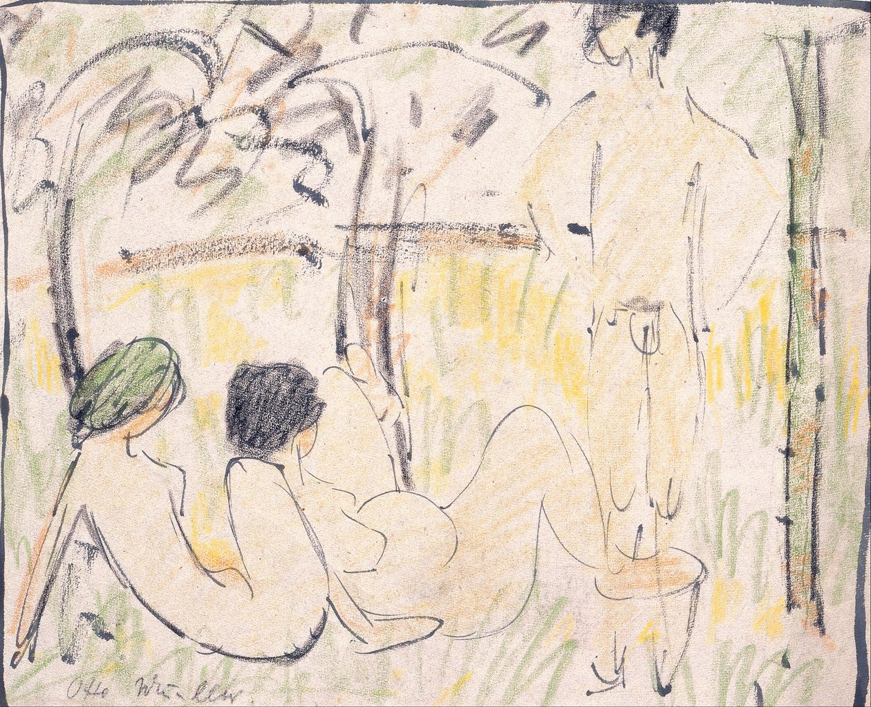 Three Nudes by Otto Mueller