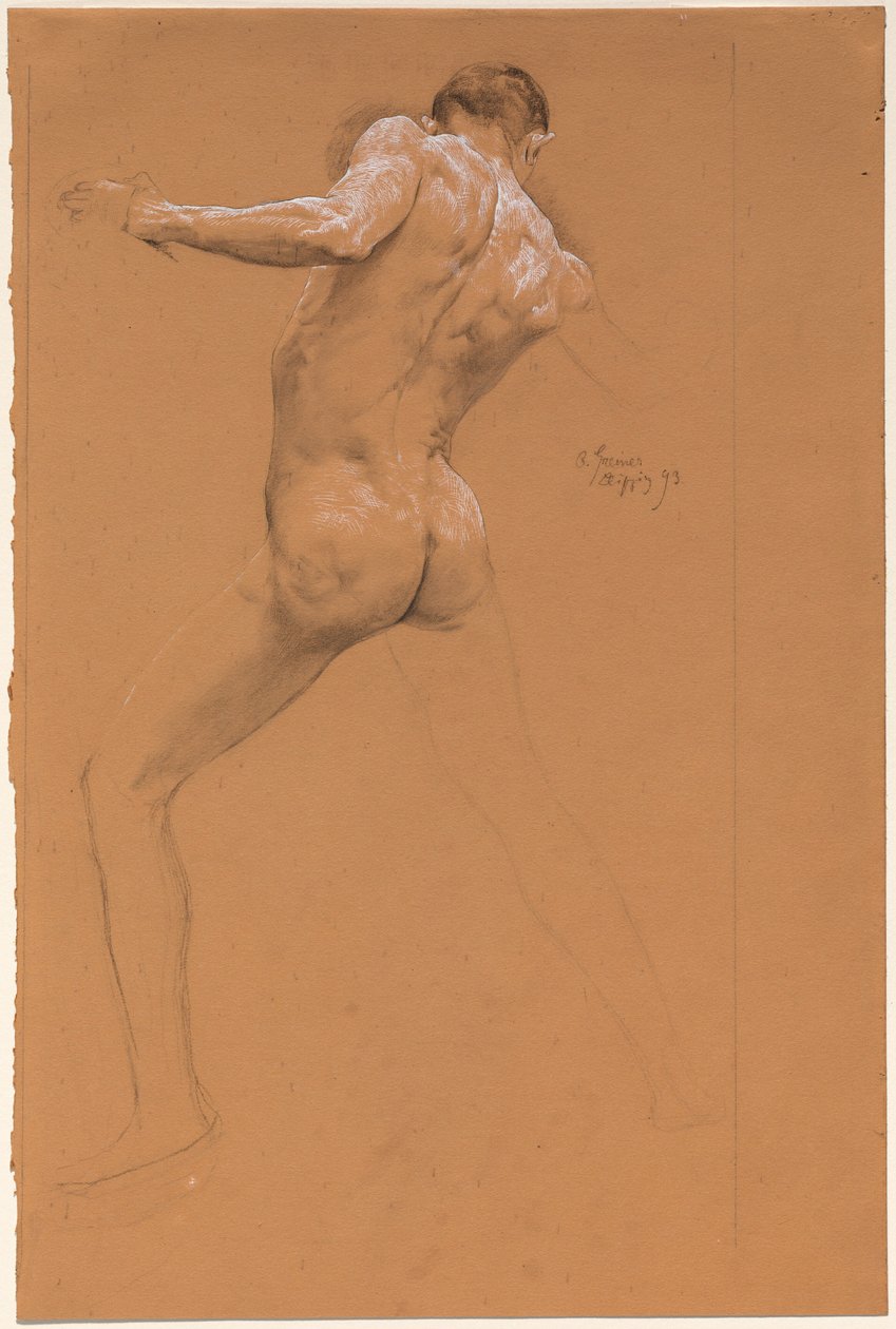 Standing Male Nude from Behind by Otto Greiner
