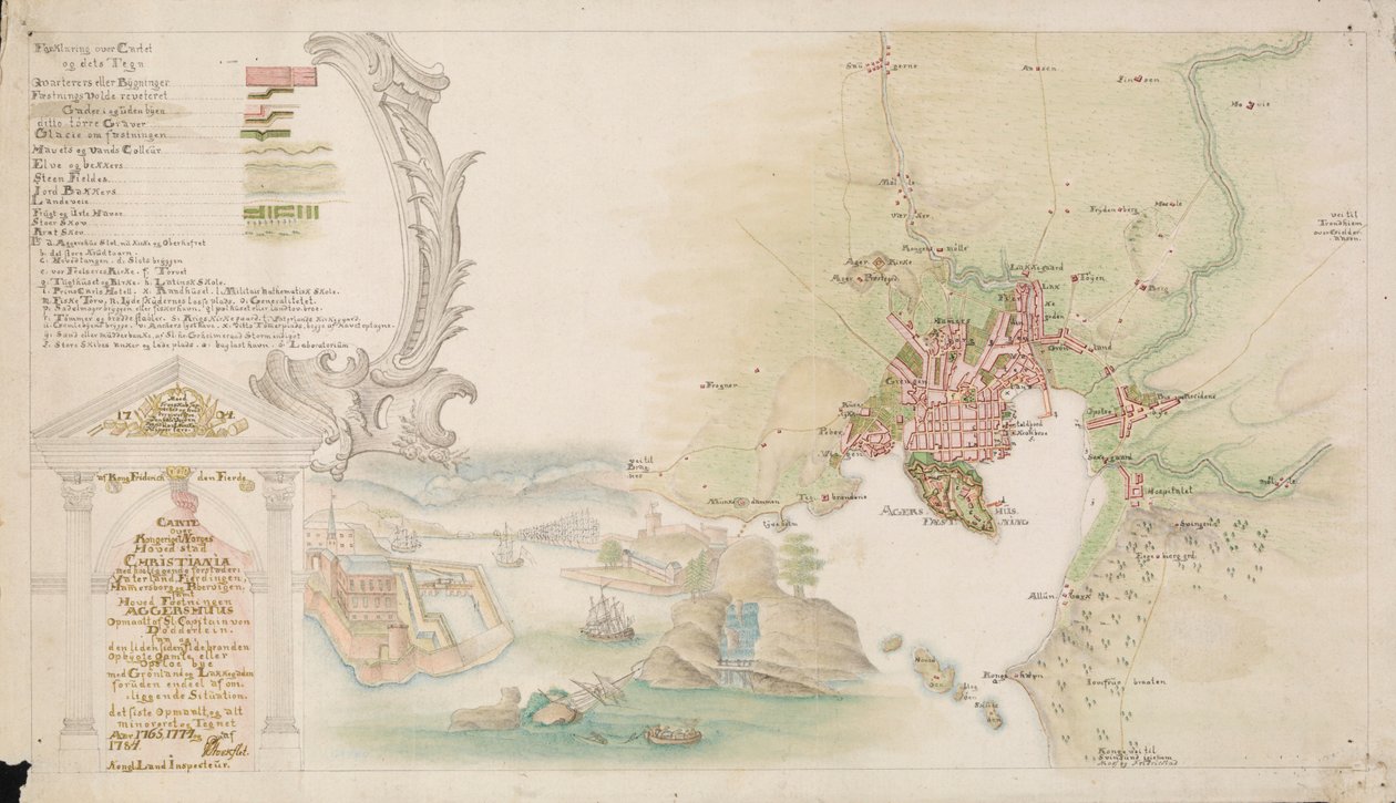 The Map is Published in Hand-Drawn (1784) and Shows Christiania by P. Stockfleth