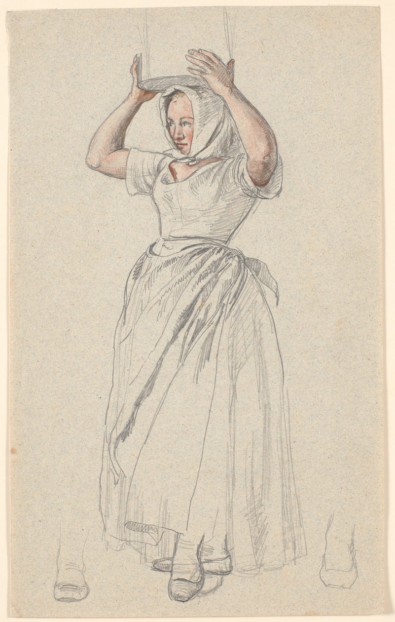 Standing Peasant Girl with a Milk Jug on Her Head by P.C. Skovgaard