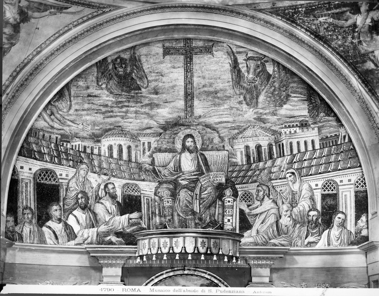 Christ Enthroned Surrounded by the Apostles and Saints Pudentiana and Praxedis, in the Apse by Paleo Christian