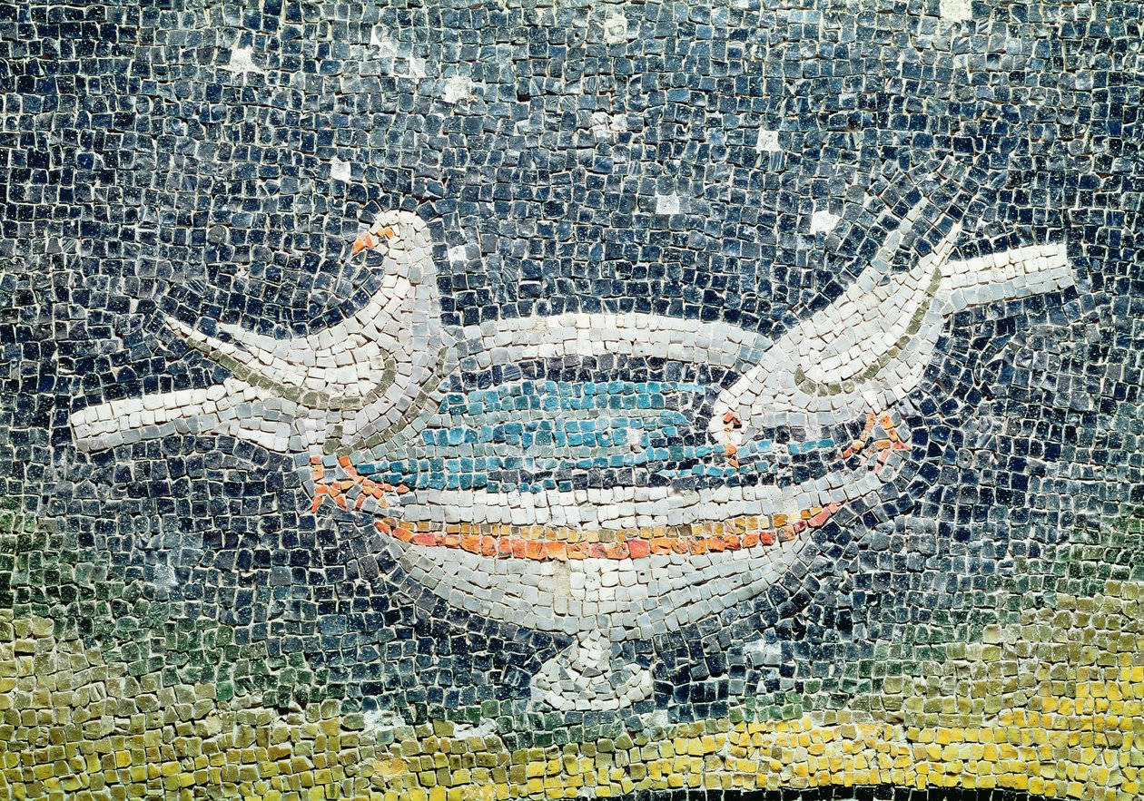 Doves drinking from a bowl, c.430 AD by Paleo Christian