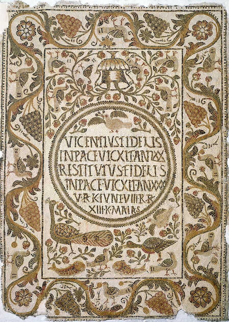 Tombstone with an Epitaph, from the Church of the Priest Felix, Near Kelibia, 4th-5th Century by Paleo Christian