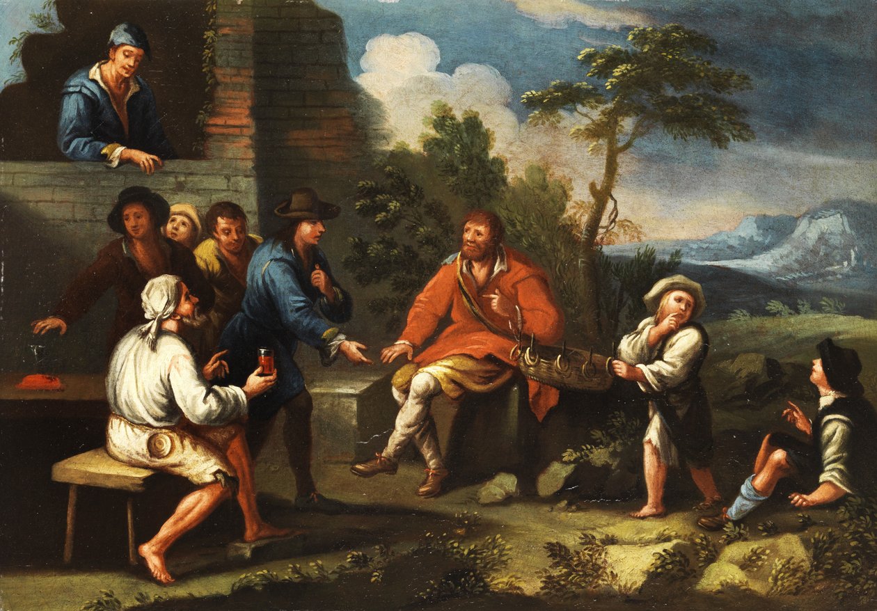 Italian Peasants Playing Ring Toss by Paolo Monaldo