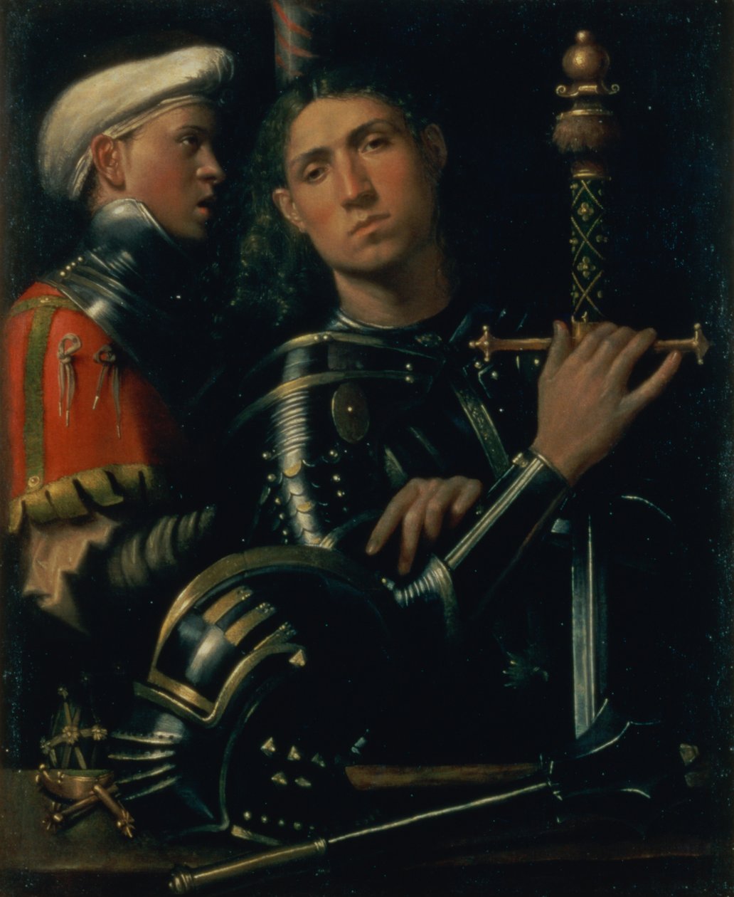 Portrait of a Military Captain with his Squire by Paolo Morando Cavazzola